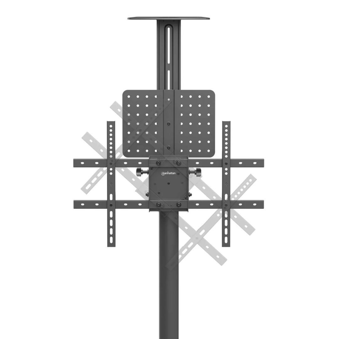 Manhattan Multimedia TV Cart with Tool-Free Height Adjustment 37"-86" Black