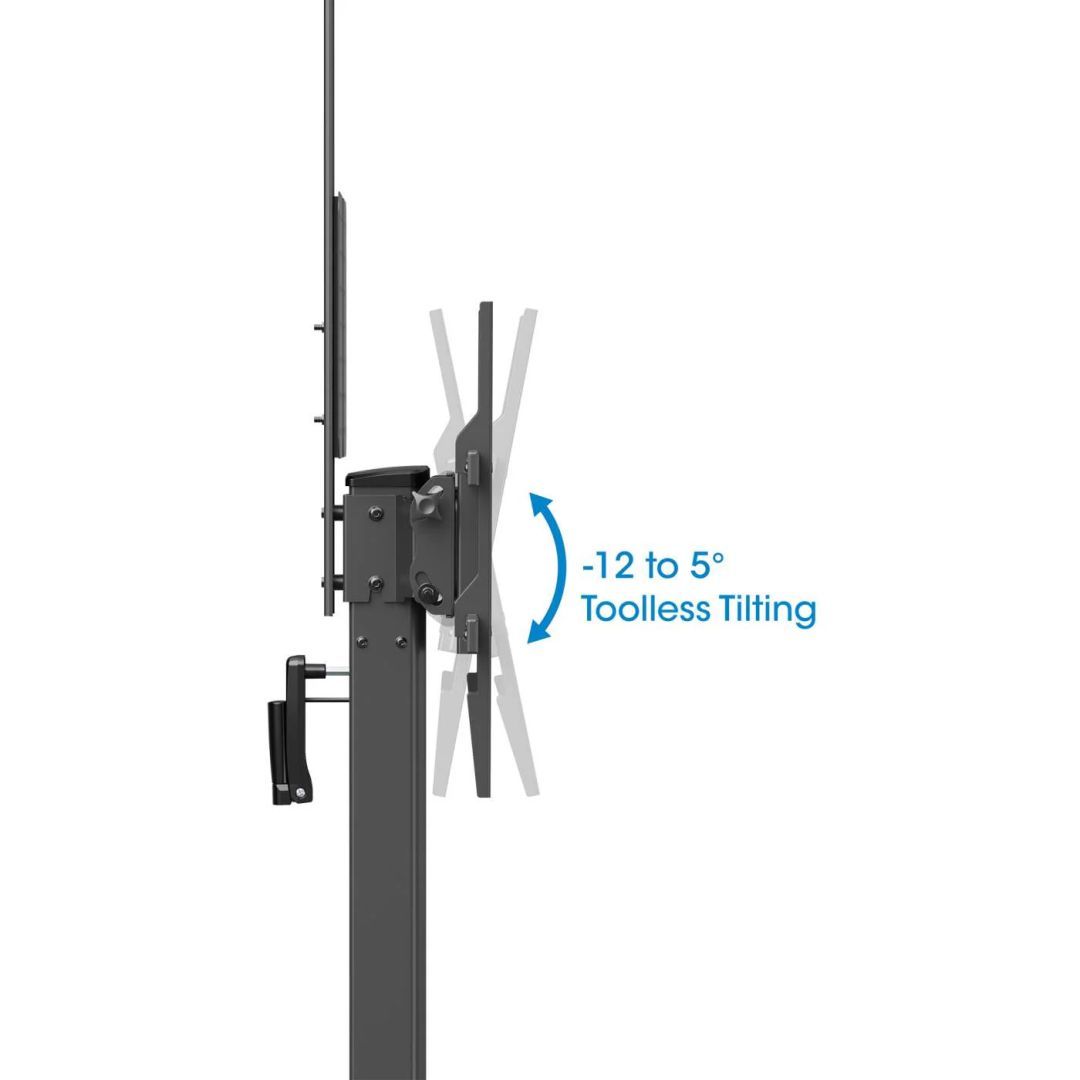 Manhattan Multimedia TV Cart with Tool-Free Height Adjustment 37"-86" Black