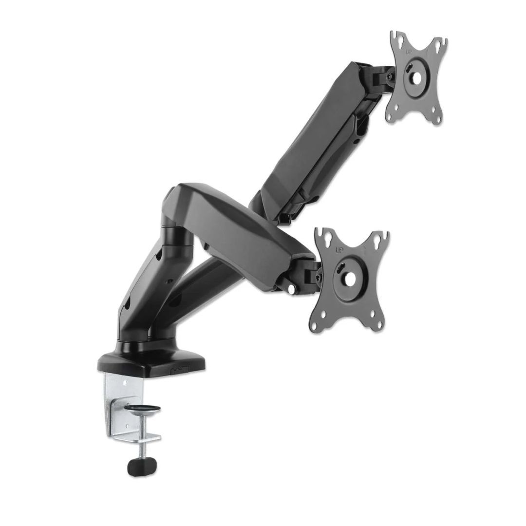 Manhattan Aluminum Gas Spring Dual Monitor Desk Mount 17"-32" Black