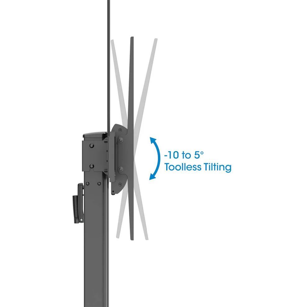 Manhattan Large-Screen Multimedia TV Cart with Tool-Free Height Adjustment 60"-120" Black