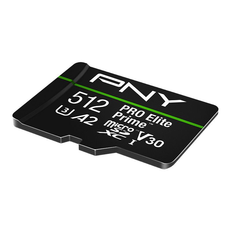 PNY 512GB microSDXC Pro Elite Prime Class 10 U3 V30 A2 + adapterrel