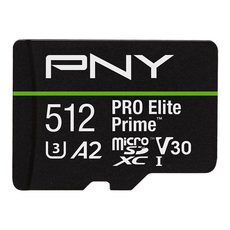 PNY 512GB microSDXC Pro Elite Prime Class 10 U3 V30 A2 + adapterrel