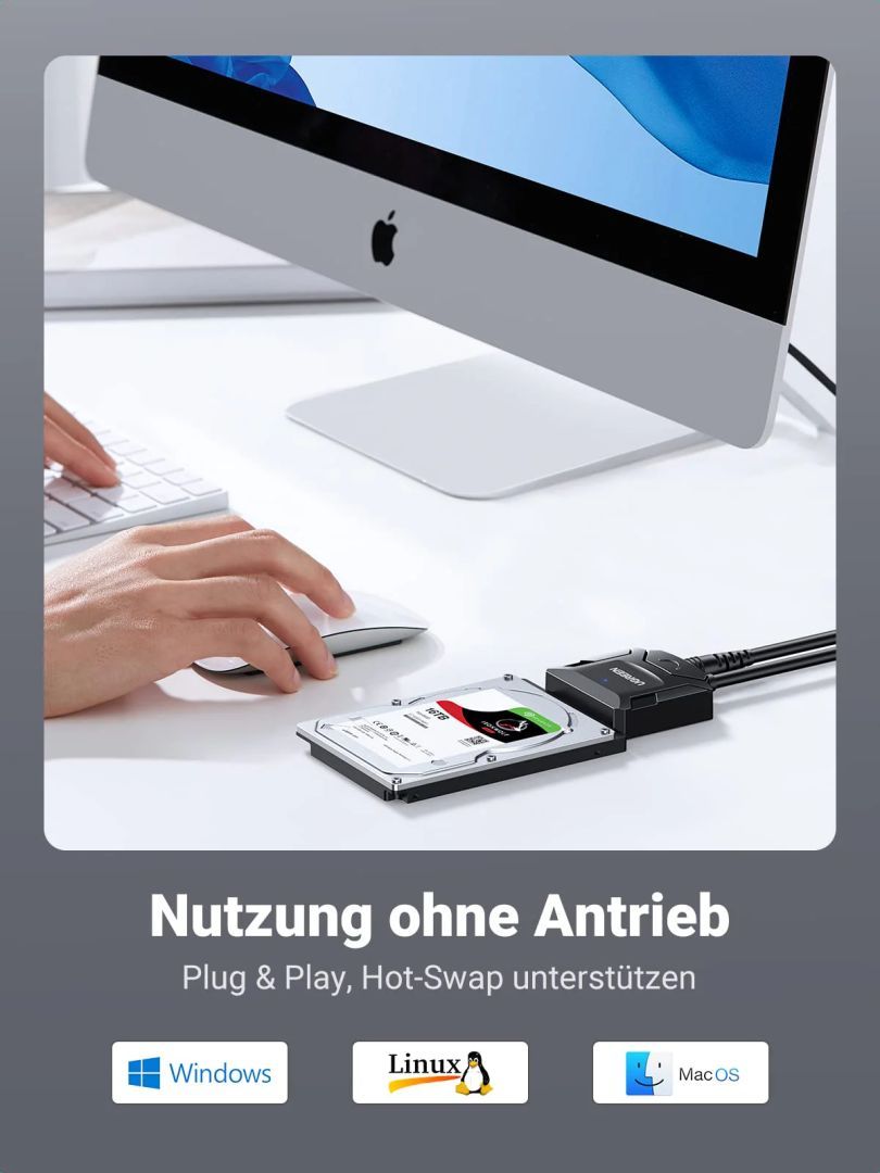 UGREEN USB3.0 to SATA Cable with UASP HDD/SSD Adapter Black