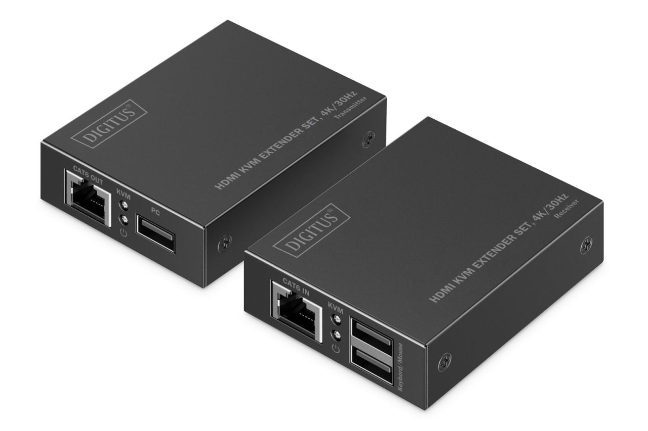 Digitus HDMI KVM Extender Set, 4K/30Hz Black Digitus HDMI KVM Extender Set, 4K/30Hz Black