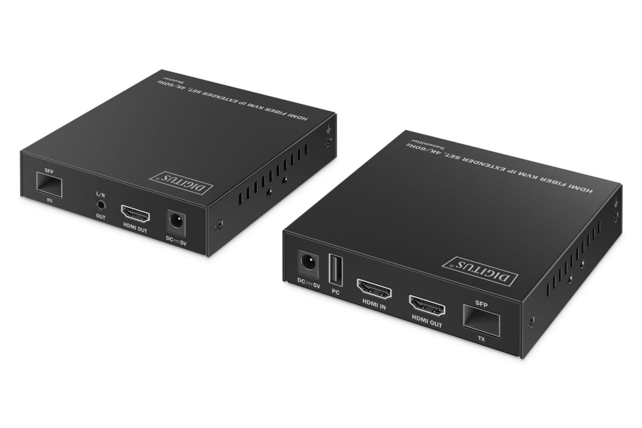 Digitus Fiber KVM Extender Set 4K/60Hz 40 km/300m IP 1G Black Digitus Fiber KVM Extender Set 4K/60Hz 40 km/300m IP 1G Black