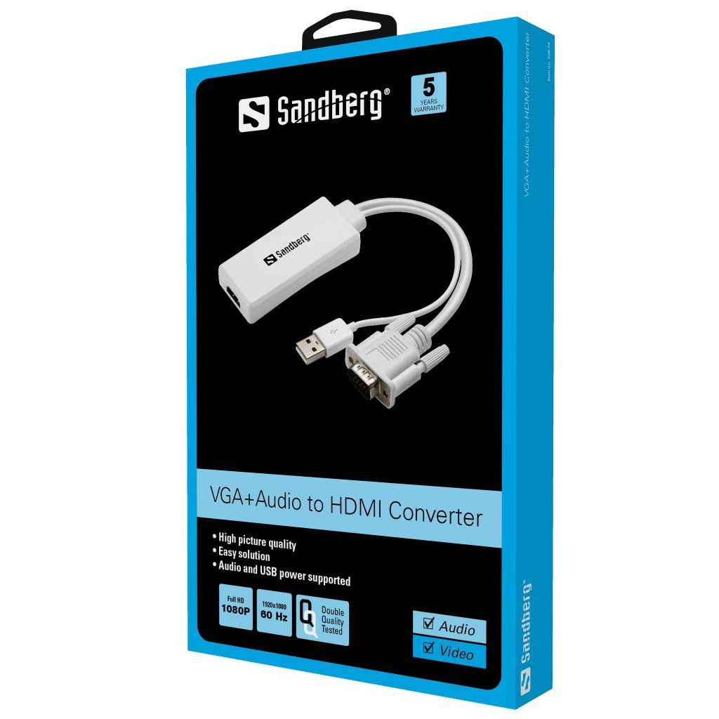 Sandberg VGA+Audio to HDMI Converter White Sandberg VGA+Audio to HDMI Converter White