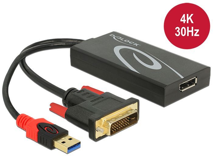 DeLock DVI-D (Dual Link) (24+1) male > Displayport 1.2 female Adapter Black DeLock DVI-D (Dual Link) (24+1) male > Displayport 1.2 female Adapter Black