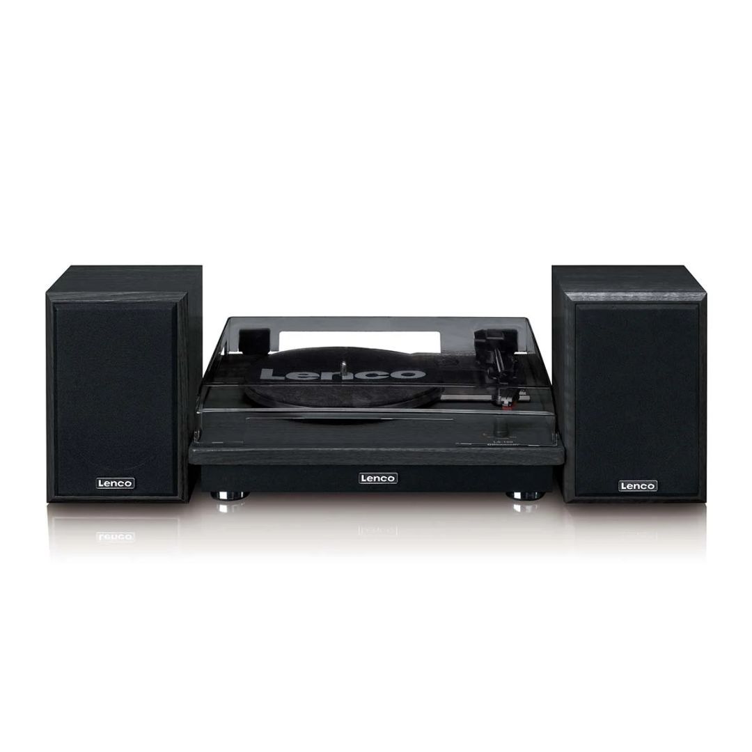 Lenco LS-100BK Record Player with 2 External Speakers Black