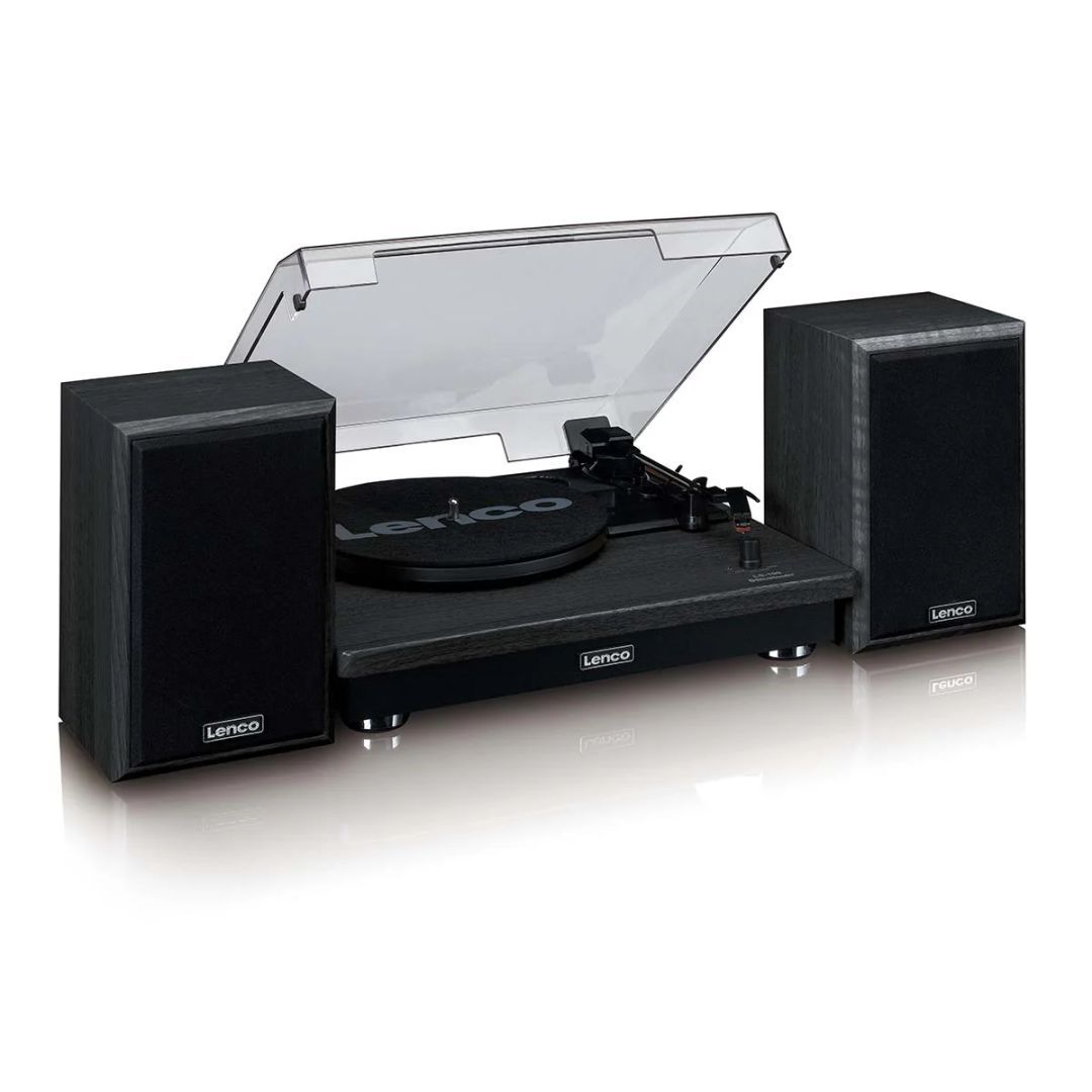 Lenco LS-100BK Record Player with 2 External Speakers Black