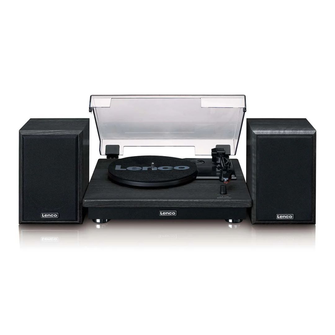 Lenco LS-100BK Record Player with 2 External Speakers Black