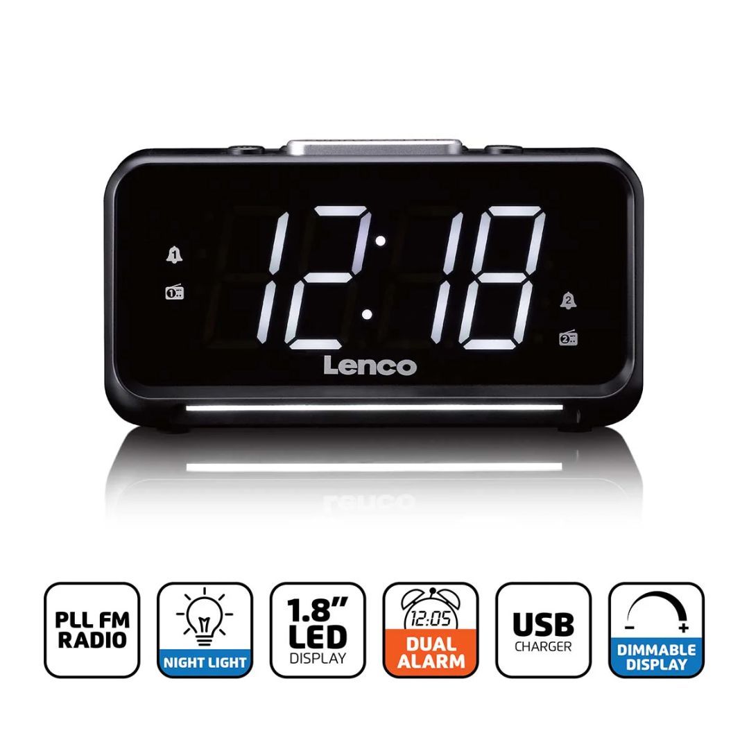 Lenco CR-28BK Clock Radio Black Lenco CR-28BK Clock Radio Black