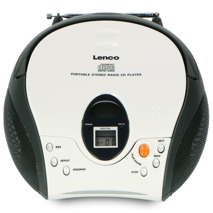 Lenco SCD-24 portable stereo FM radio with CD player White Lenco SCD-24 portable stereo FM radio with CD player White