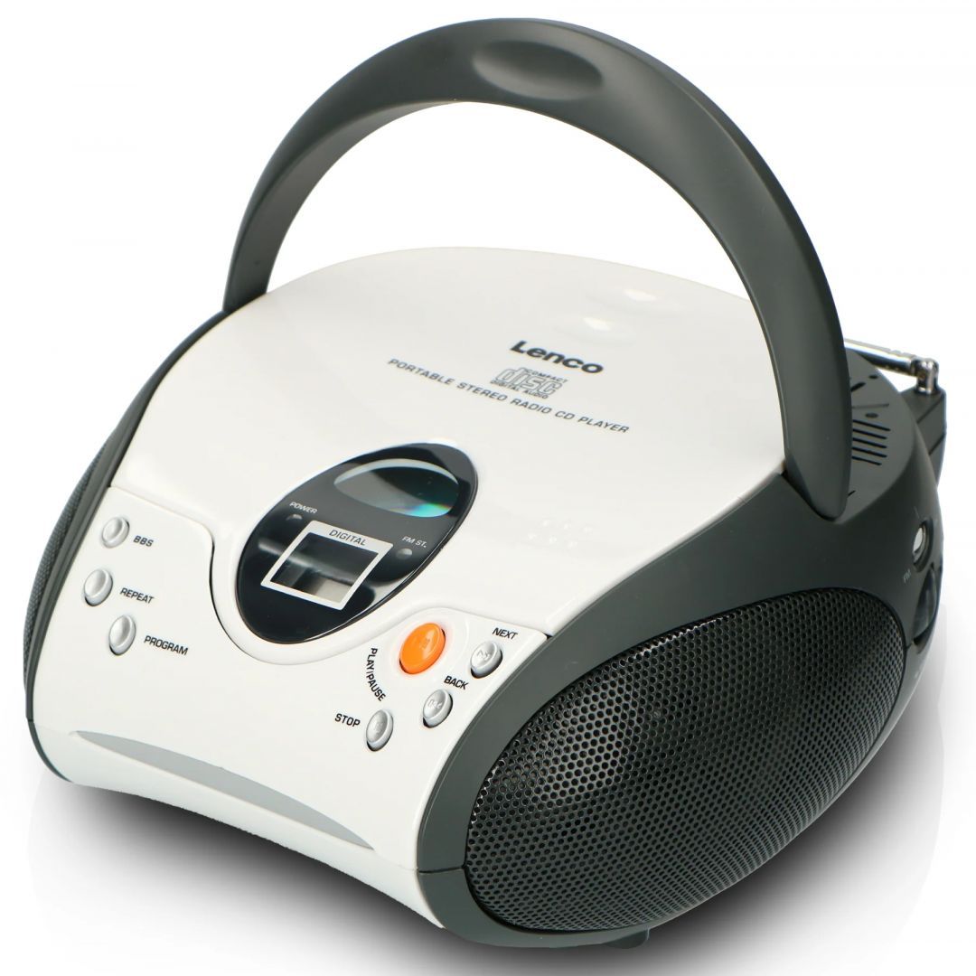 Lenco SCD-24 portable stereo FM radio with CD player White Lenco SCD-24 portable stereo FM radio with CD player White