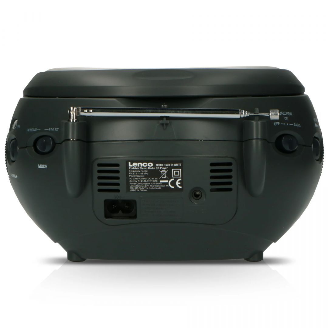 Lenco SCD-24 portable stereo FM radio with CD player White Lenco SCD-24 portable stereo FM radio with CD player White