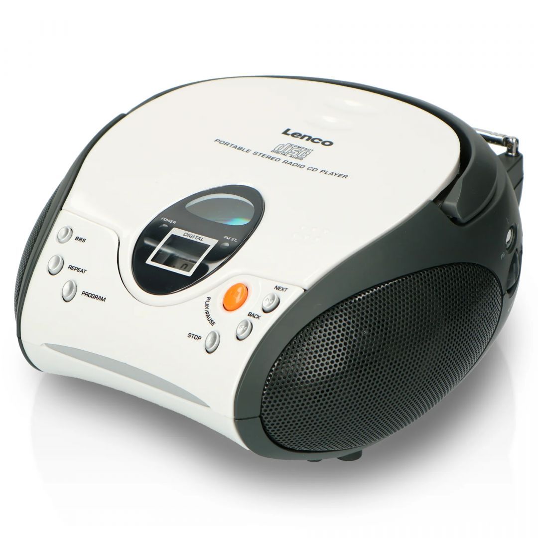 Lenco SCD-24 portable stereo FM radio with CD player White Lenco SCD-24 portable stereo FM radio with CD player White