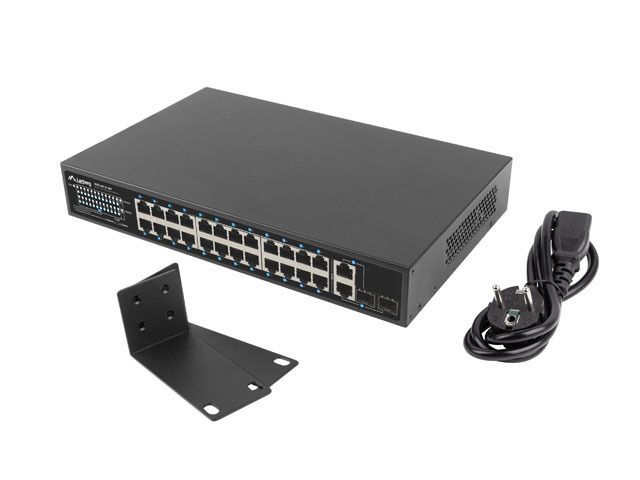 Lanberg 24X 100MB POE+/2X COMBO RACK 19" GIGABIT ETHERNET 360W V2