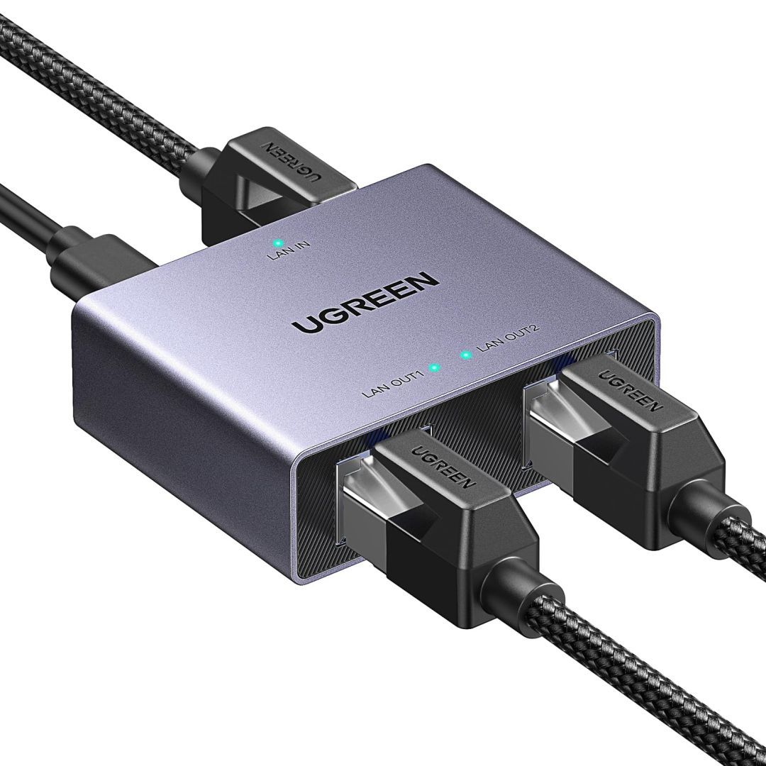 UGREEN Eternet 1 to 2 1000Mbps LAN Splitter Grey