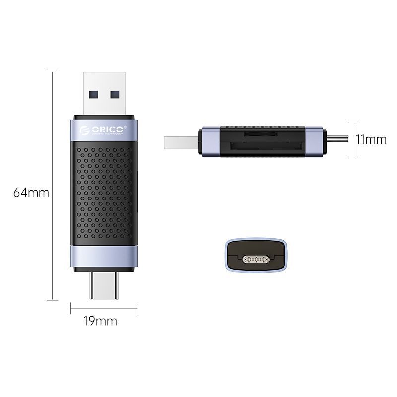 Orico TF+SD Dual Port USB2.0 Dual Head Card Reader Black/Silver Orico TF+SD Dual Port USB2.0 Dual Head Card Reader Black/Silver