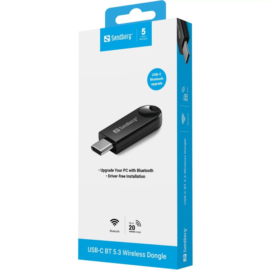 Sandberg USB-C BT 5.3 Wireless Dongle Sandberg USB-C BT 5.3 Wireless Dongle