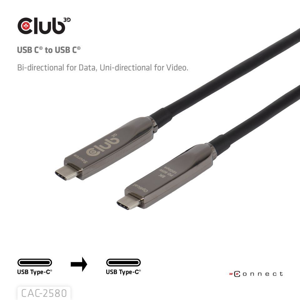 Club3D CAC-2580 Full-Feature USB-C Cable 15m Black