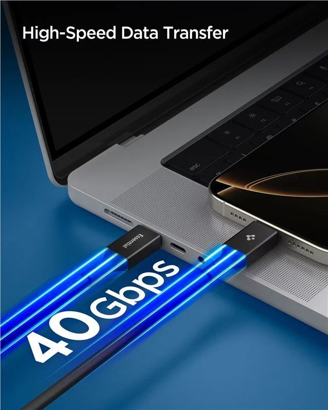 Spigen Essential USB C to USB C 240W Cable 1,2m Black Spigen Essential USB C to USB C 240W Cable 1,2m Black