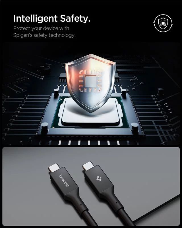 Spigen Essential USB C to USB C 240W Cable 1,2m Black Spigen Essential USB C to USB C 240W Cable 1,2m Black