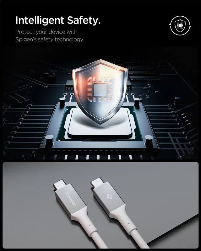 Spigen Essential USB C to USB C 100W Cable 2m White Spigen Essential USB C to USB C 100W Cable 2m White