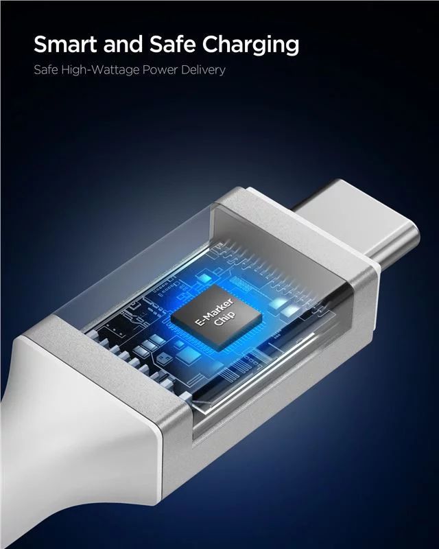 Spigen Essential USB C to USB C 100W Cable 1m White Spigen Essential USB C to USB C 100W Cable 1m White