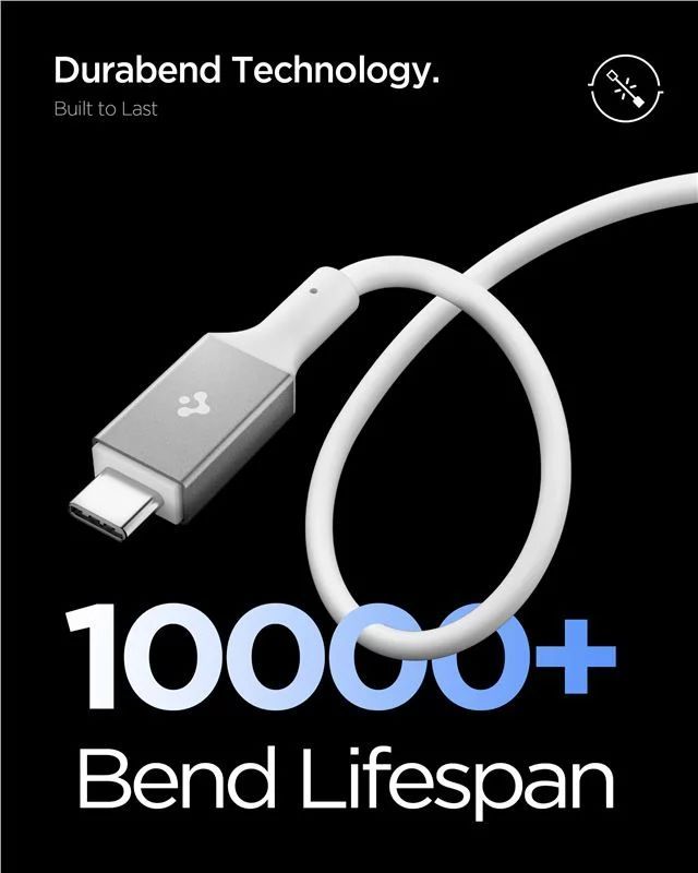 Spigen Essential USB C to USB C 100W Cable 1m White Spigen Essential USB C to USB C 100W Cable 1m White
