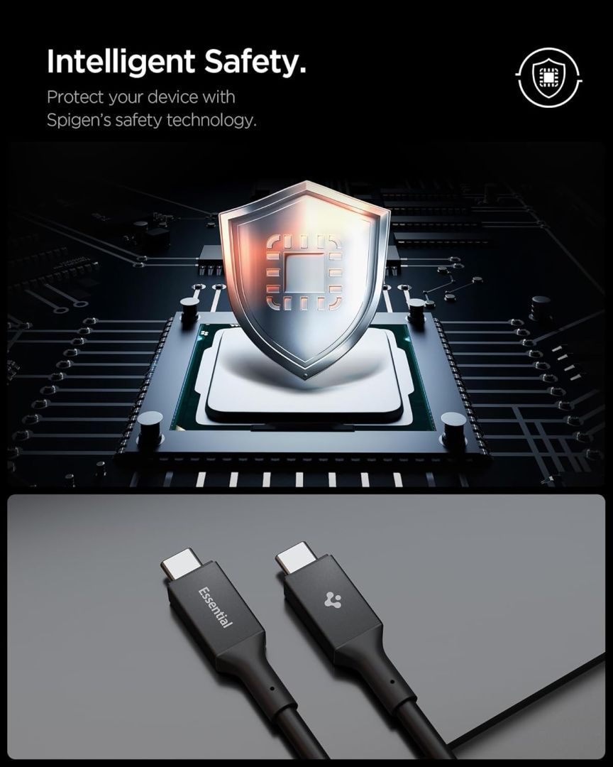 Spigen Essential USB C to USB C 100W Cable 2m Black Spigen Essential USB C to USB C 100W Cable 2m Black