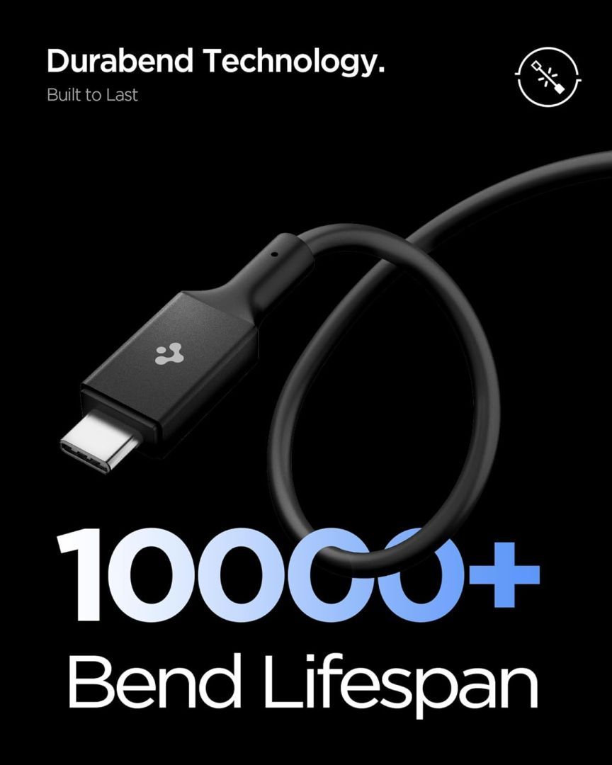 Spigen Essential USB C to USB C 100W Cable 1m Black Spigen Essential USB C to USB C 100W Cable 1m Black