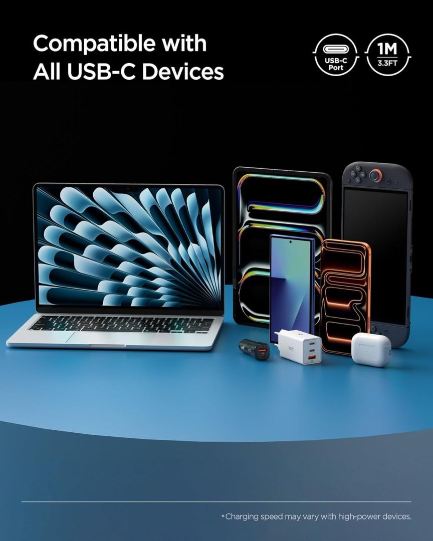 Spigen Essential USB C to USB C 100W Cable 1m Black Spigen Essential USB C to USB C 100W Cable 1m Black