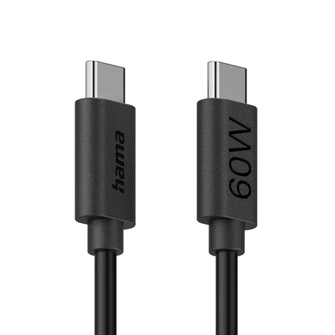 Hama USB-C to USB-C 60W Cable 1,2m Black Hama USB-C to USB-C 60W Cable 1,2m Black