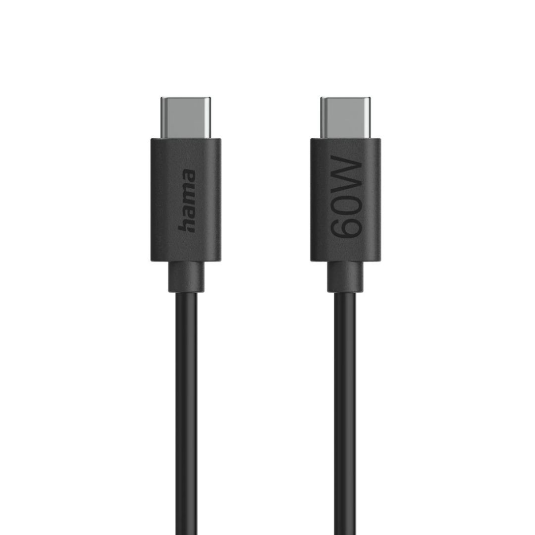 Hama USB-C to USB-C 60W Cable 1,2m Black Hama USB-C to USB-C 60W Cable 1,2m Black