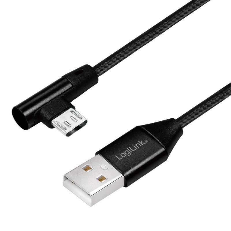 Logilink USB 2.0 cable, USB-A/M to Micro-USB/M (90°) 0,3m Black Logilink USB 2.0 cable, USB-A/M to Micro-USB/M (90°) 0,3m Black