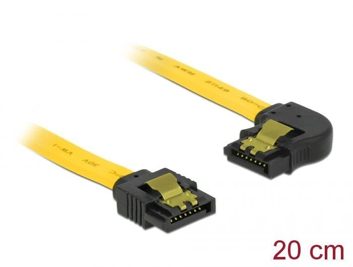 DeLock SATA 6 Gb/s Cable straight to left angled 20cm yellow DeLock SATA 6 Gb/s Cable straight to left angled 20cm yellow