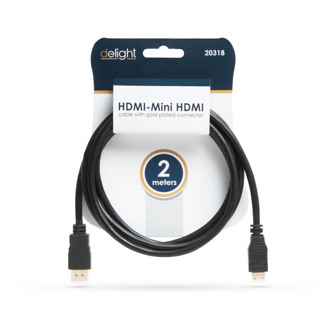 Delight HDMI kábel HDMI M - mini HDMI M 2m Black Delight HDMI kábel HDMI M - mini HDMI M 2m Black