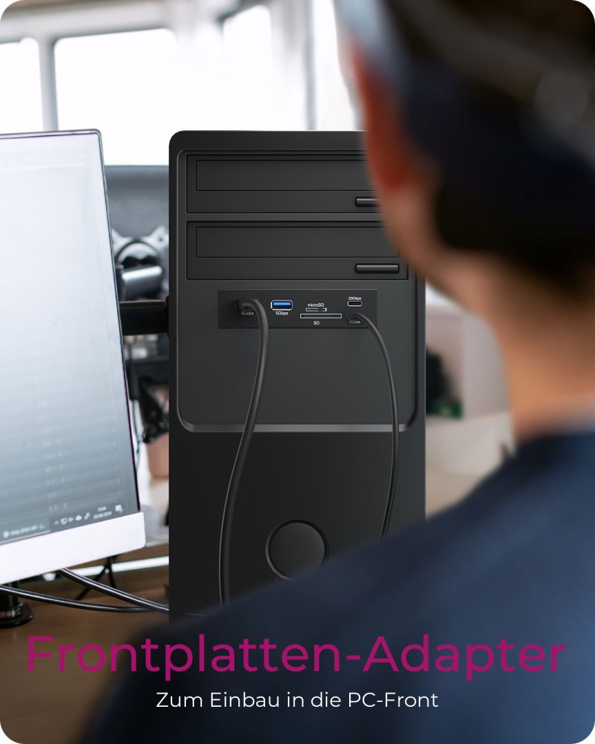 Raidsonic IcyBox IB-HUB1419-i3 Front Panel for 3.5" Bay with USB Type-C/Type-A hub and card reader