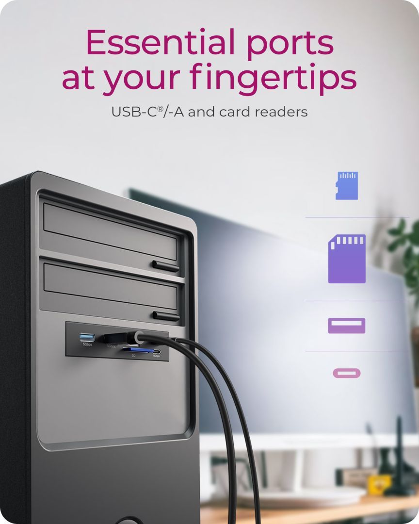 Raidsonic IcyBox IB-HUB1419-i3 Front Panel for 3.5" Bay with USB Type-C/Type-A hub and card reader