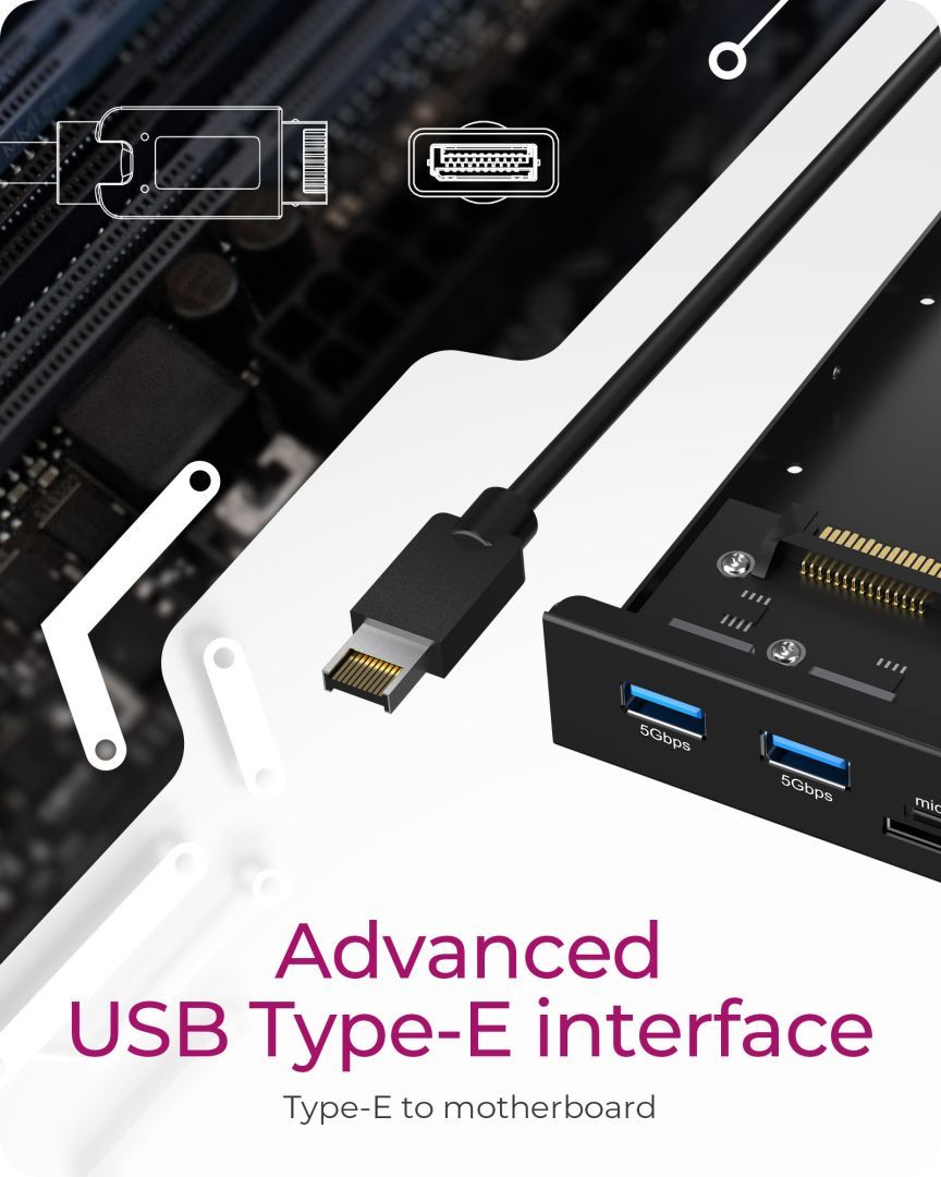 Raidsonic IcyBox IB-HUB1419-i3 Front Panel for 3.5" Bay with USB Type-C/Type-A hub and card reader