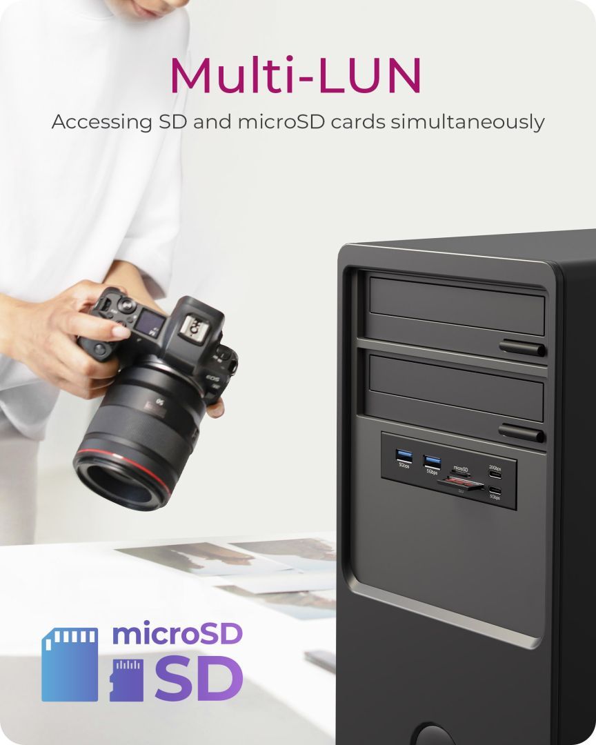 Raidsonic IcyBox IB-HUB1419-i3 Front Panel for 3.5" Bay with USB Type-C/Type-A hub and card reader