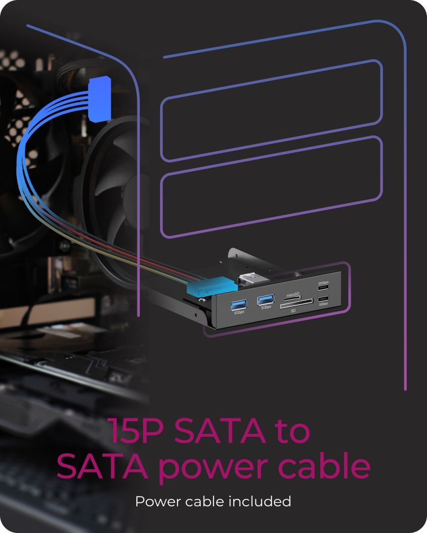 Raidsonic IcyBox IB-HUB1419-i3 Front Panel for 3.5" Bay with USB Type-C/Type-A hub and card reader