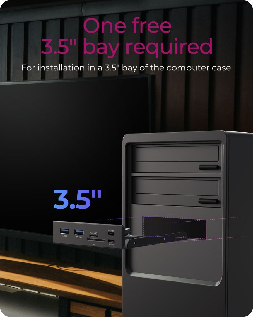 Raidsonic IcyBox IB-HUB1419-i3 Front Panel for 3.5" Bay with USB Type-C/Type-A hub and card reader
