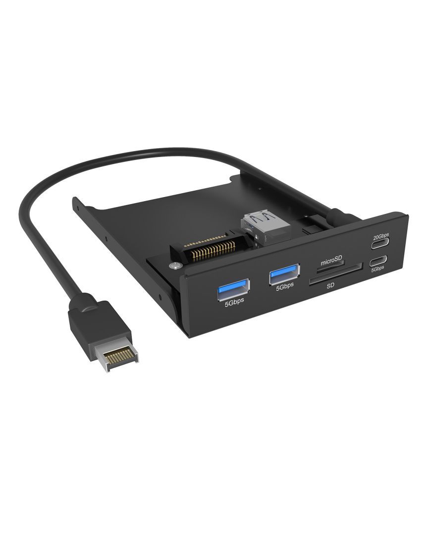 Raidsonic IcyBox IB-HUB1419-i3 Front Panel for 3.5" Bay with USB Type-C/Type-A hub and card reader