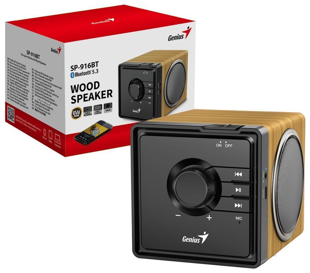Genius SP-916BT Bluetooth Speaker Pine Wood Genius SP-916BT Bluetooth Speaker Pine Wood