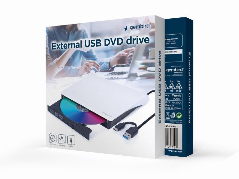 Gembird DVD-USB-031-BW Slim DVD-Writer Black/White BOX Gembird DVD-USB-031-BW Slim DVD-Writer Black/White BOX