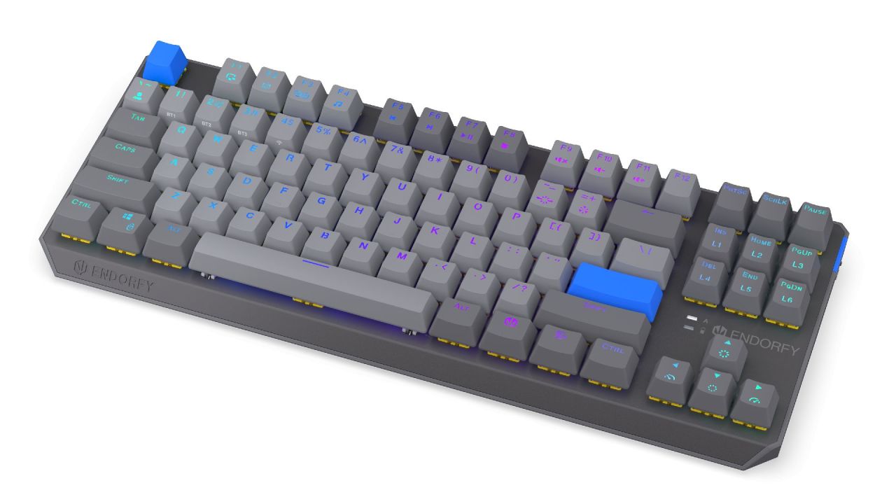 Endorfy Thock V2 TKL Wireless Bluetooth Yellow Switch Mechanical Keyboard Grey US