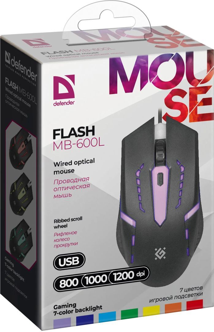 Defender Flash MB-600L RGB Gaming Mouse Black