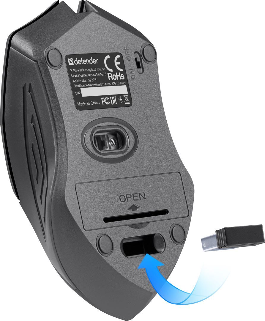 Defender RF Accura MM-275 Wireless Mouse Black/Red Defender RF Accura MM-275 Wireless Mouse Black/Red