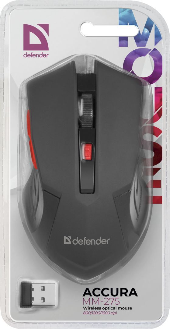 Defender RF Accura MM-275 Wireless Mouse Black/Red Defender RF Accura MM-275 Wireless Mouse Black/Red